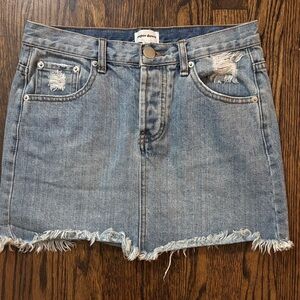 superdown Blue Distressed Denim Mini Skirt